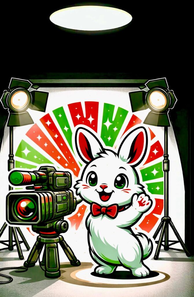 Rabbit behind a camera