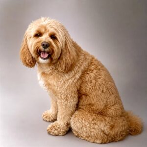 Cavapoo smiling for a photo
